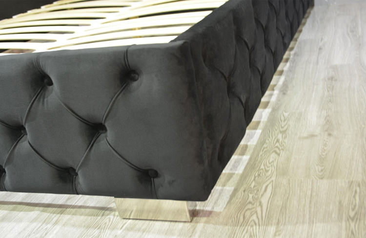 upholstered chrome fabric bed 3