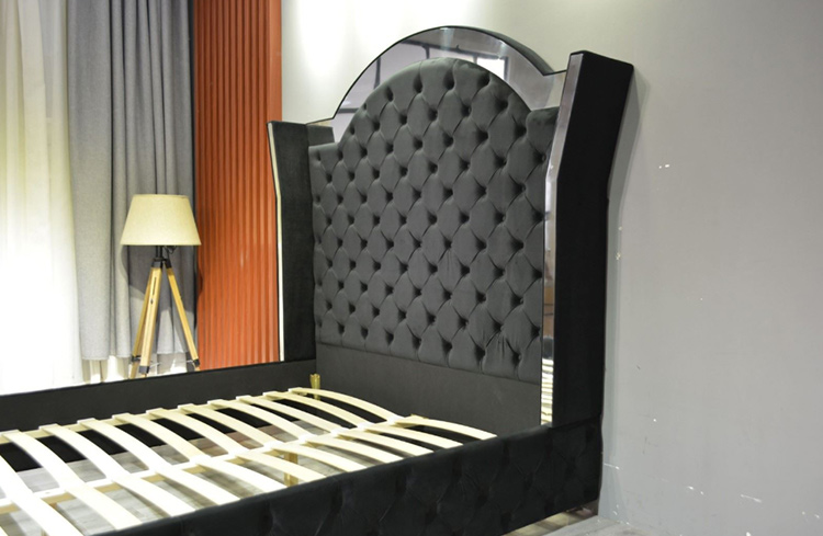 upholstered chrome fabric bed 5