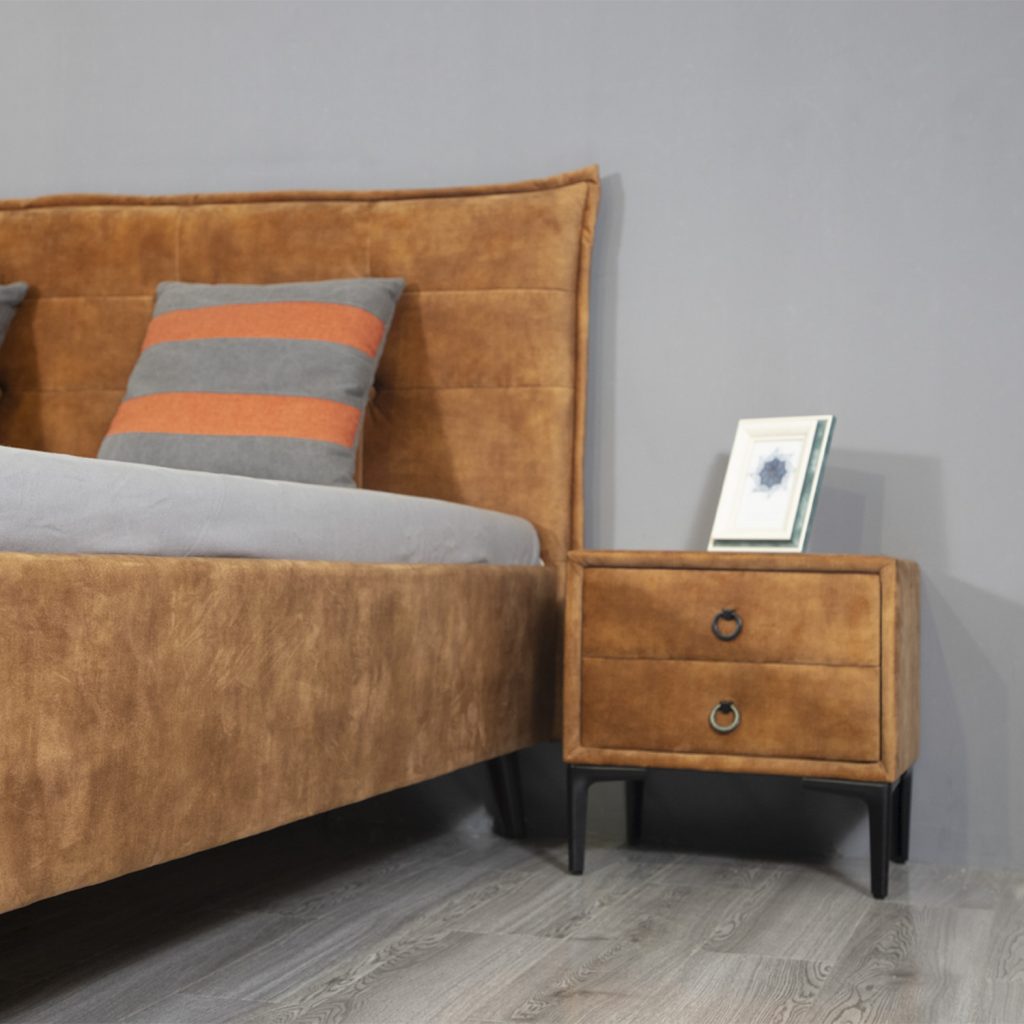 Brown Velvet Tufted Bed 4