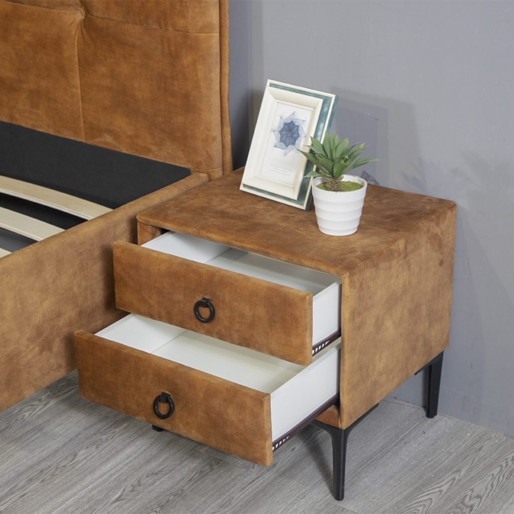 Brown Velvet Tufted Bed 5