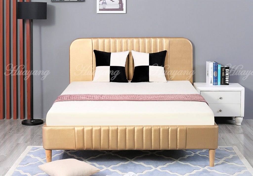 Gold Bounded Leather Bed 3
