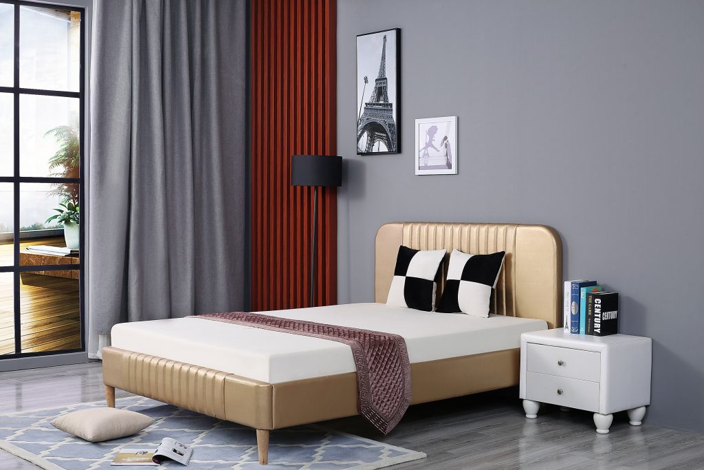 Gold Bounded Leather Bed 5