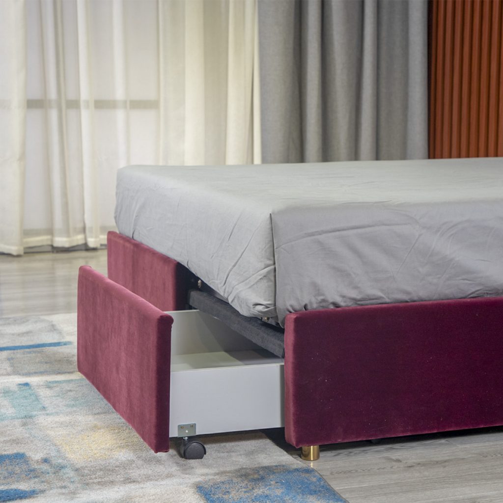 Square Velvet Drawer Bed 8