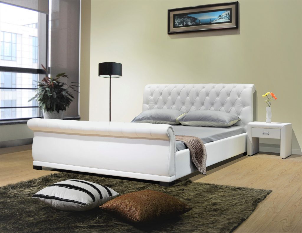 Upholstered PU Sleigh Bed 1