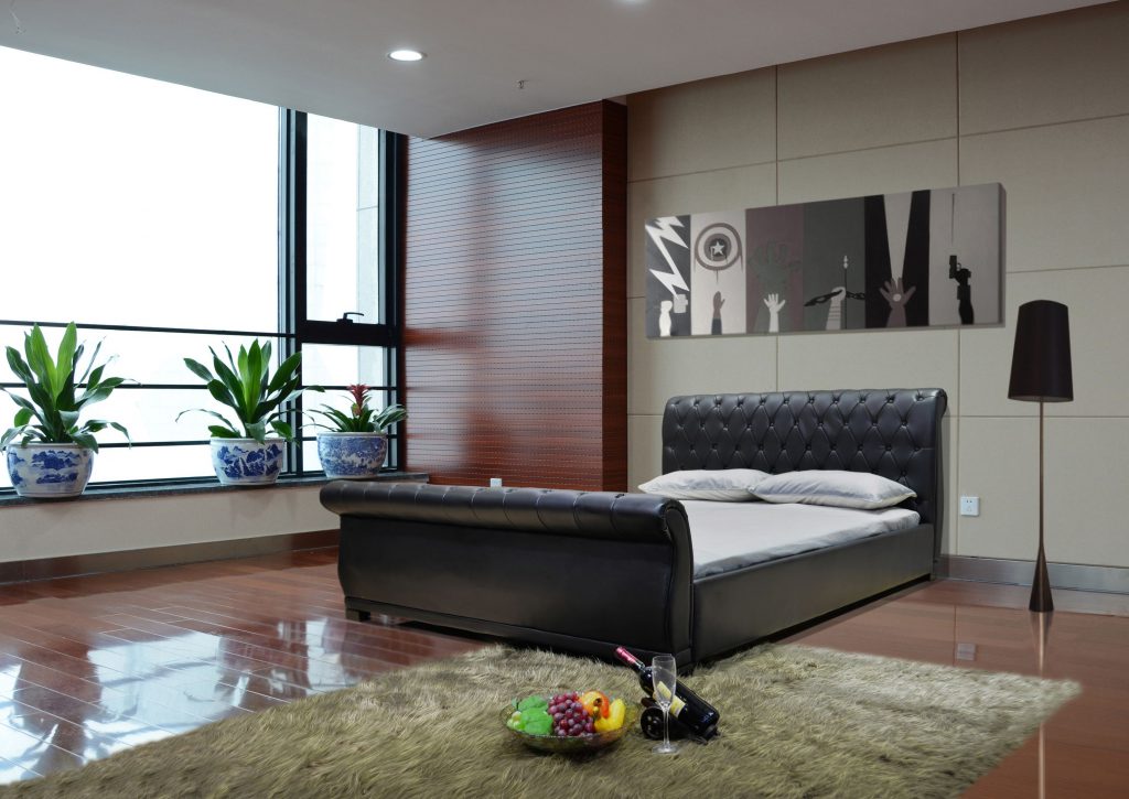 Upholstered PU Sleigh Bed 5