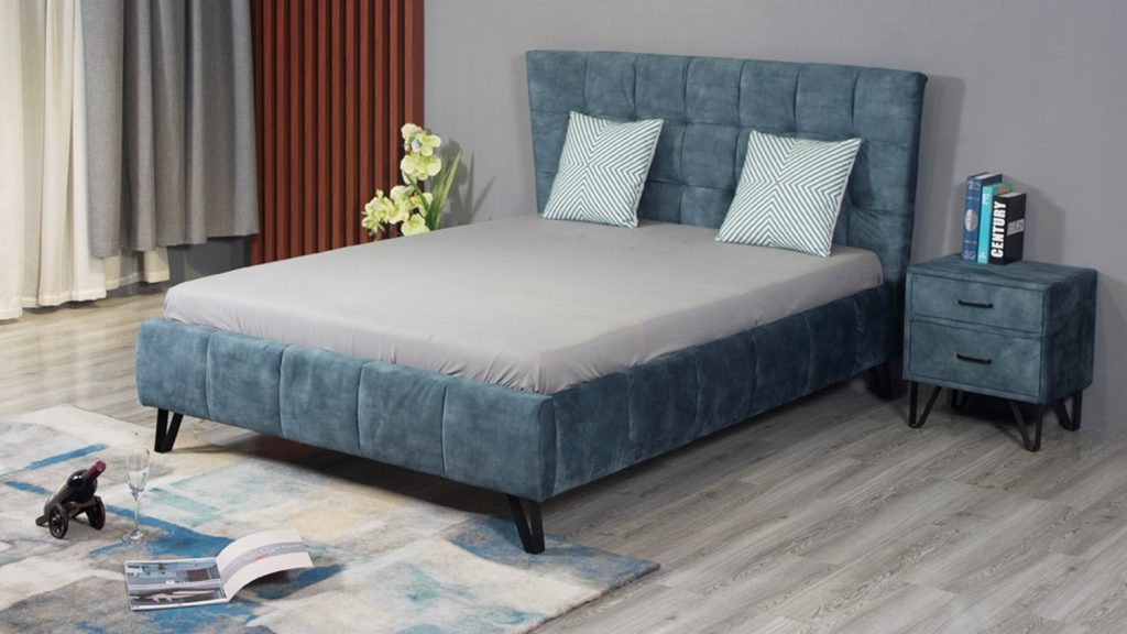 wooden upholstered velvet bed 5 1