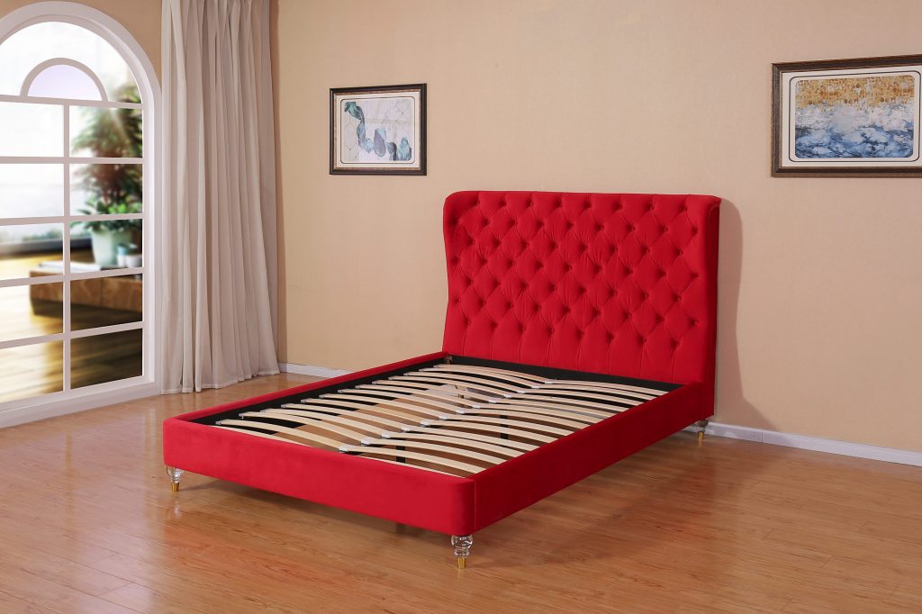 Modern Red Upholstered Flat Bed 5